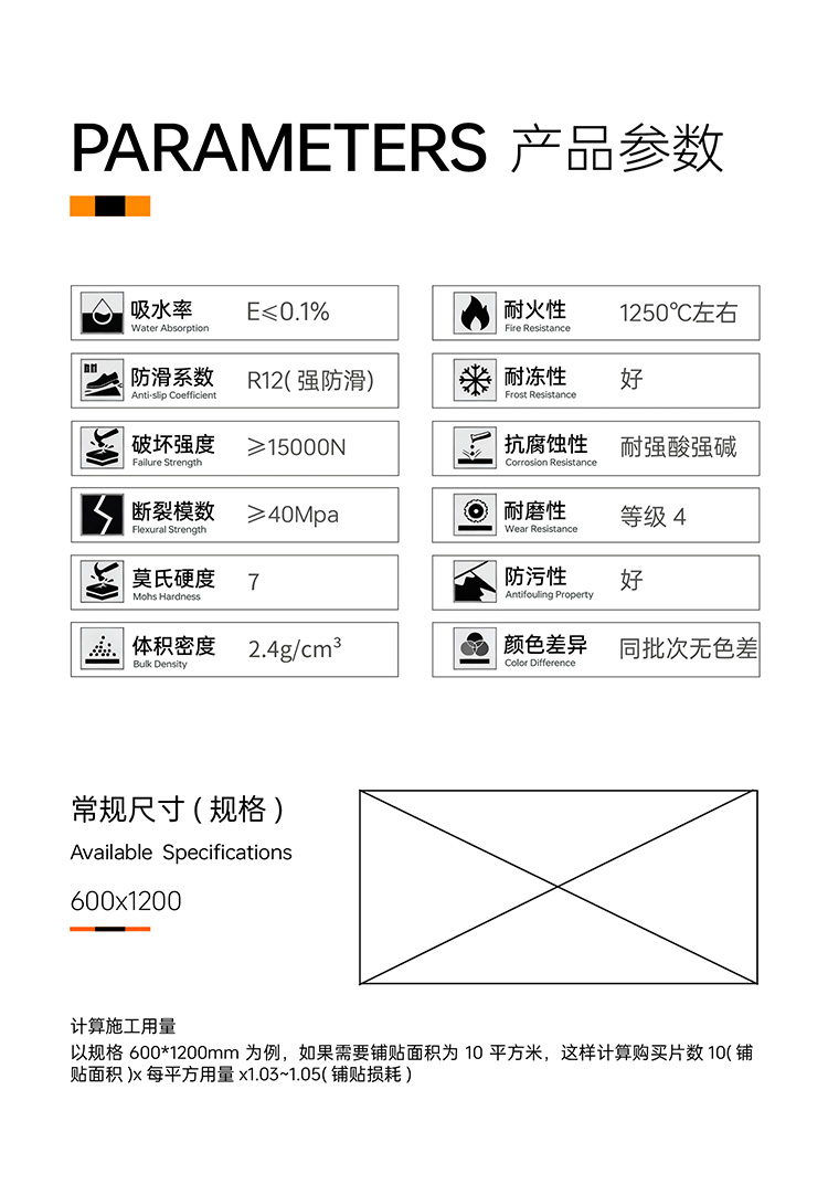冠源陶瓷C系列采用干粒面+止滑釉双工艺,全瓷胚体经高温烧制,实现